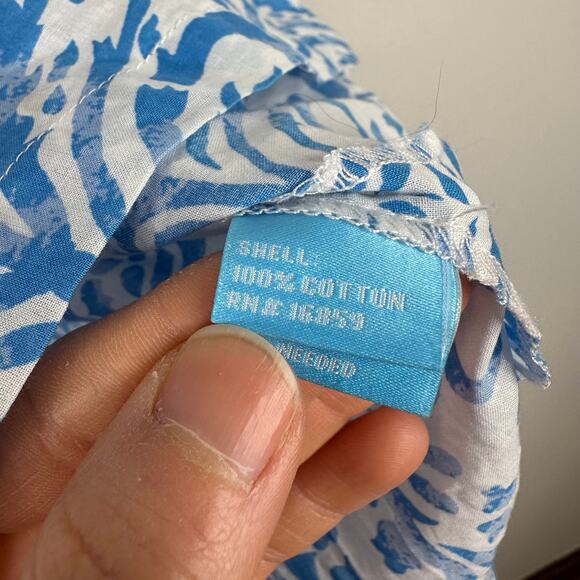 J.McLauglin Blue White & Green Patterned Lightweight Tunic Top - Picture 6 of 9